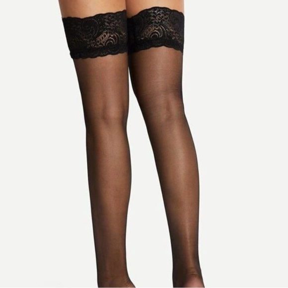 Lace Trim Thigh High Stockings - Picture 2 of 3